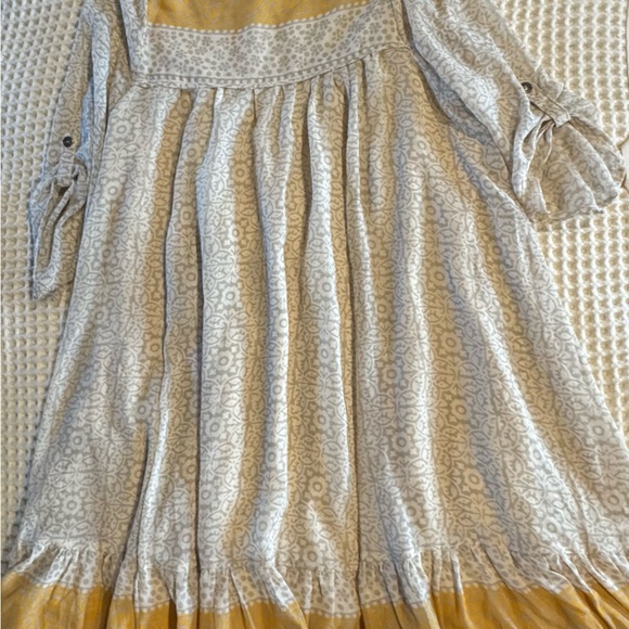 Free People Long Sleeve Dress in Yellow and Cream - Picture 5 of 5